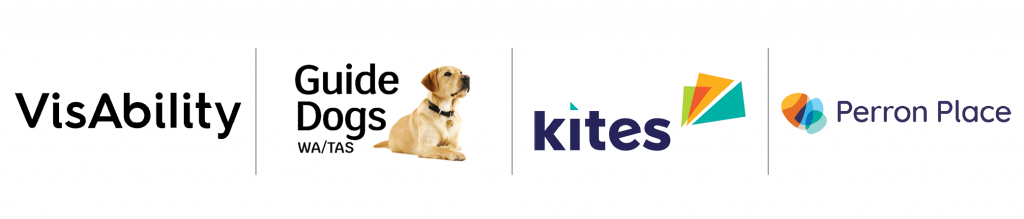 Everability Group logos listed in a row: VisAbility, Guide Dogs WA/TAS, Kites, Perron Place